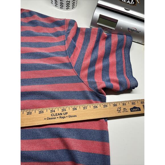 Foundry Polo Shirt 3XL Striped Red Blue Short Sleeve Performance Golf Prep XXXL - Picture 6 of 10